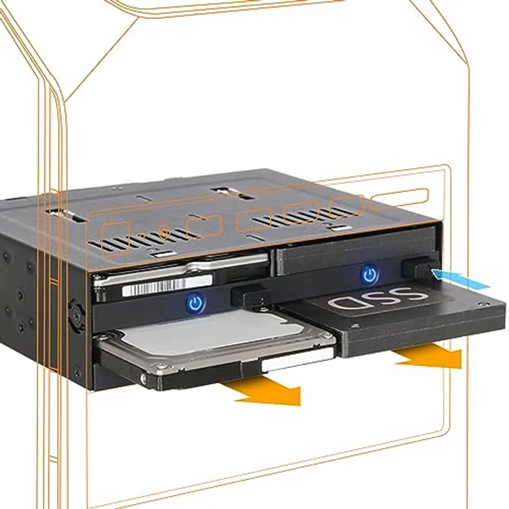 ICY DOCK flexiDOCK MB014SP-B R1, Trägerloses Internes Hot Swap Dock für 4X 2,5 Zoll SATA/SAS SSD/HDD in 1x 5,25 Zoll Schacht mit Auswurftasten, blauer LED – Bild 5