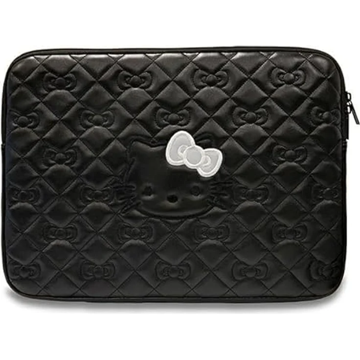 CG Mobile Hello Kitty Sleeve HKCSZPEKHBPK 14" Schwarz Zip PU Quilted Bows Laptop-Tasche aus Öko-Leder – Bild 1