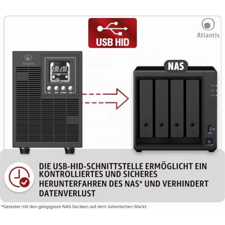 Atlantis Land UPS A03-OP2002P, 2000VA/1800W Online USV Tower mit reiner Sinuswelle, 4 Ausgänge, LCD-Display – Bild 4