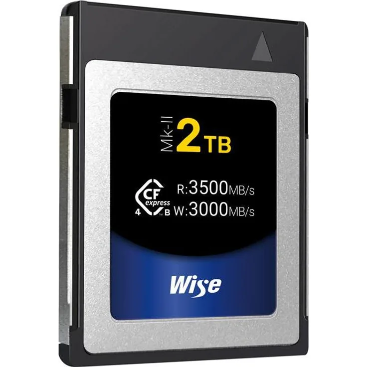 Wise CFexpress 4.0 Type B Mk-II 2TB Speicherkarte, maximale Lesegeschwindigkeit 3500 MB/s, maximale Schreibgeschwindigkeit 3000 MB/s, PCIe Gen 4x2 NVMe Interface