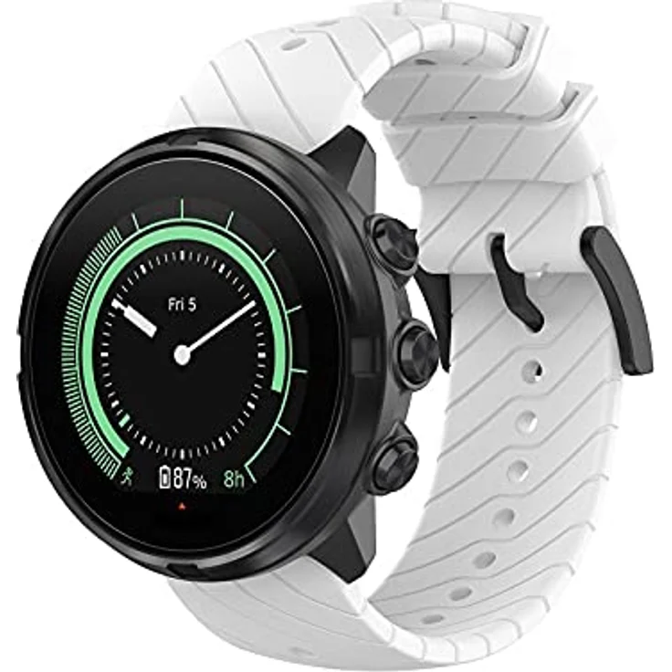 INF Uhrarmband für Suunto 7/9/9 Baro/D5, sportliches Silikonarmband mit Schnellverschluss und atmungsaktivem Design, schwarz – Bild 5