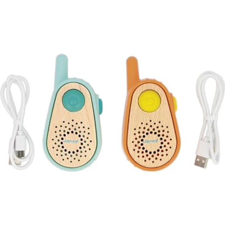 Janod Walkie Talkie Spielzeug - Happy Garden - Funkgerät mit 300 Meter Reichweite, wiederaufladbar für Kinder ab 3 Jahren – Bild 2