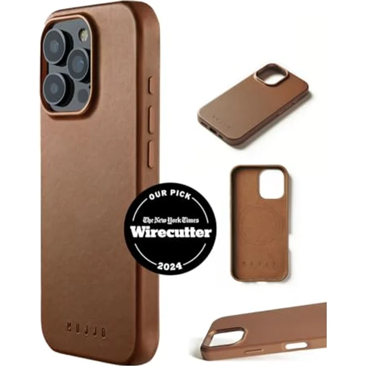 Mujjo Leather Case iPhone 16 Pro Braun - Premium Lederhülle mit MagSafe-Unterstützung – Bild 2
