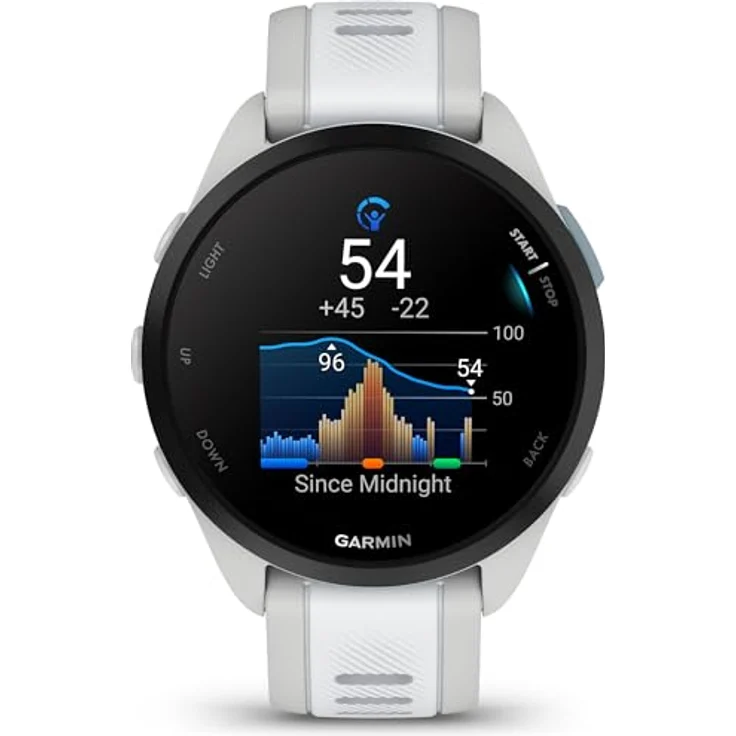 Garmin Forerunner 165 Musik, Lauf-Smartwatch, buntes AMOLED-Display, Trainingsmetriken und Wiederherstellungseinblicke, Musik am Handgelenk, Weißstein – Bild 2