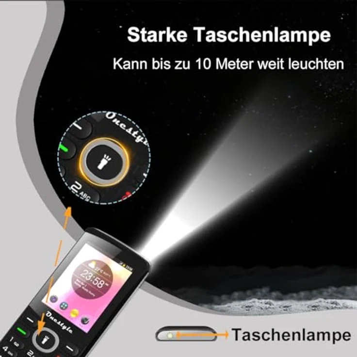 Onestyle B10, Seniorenhandy mit großem Farbdisplay, FM-Radio und Taschenlampe – Bild 2