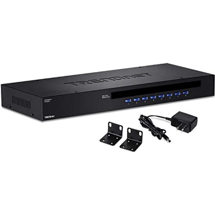TRENDnet TK-803R 8-Port USB/PS2 Rack Mount KVM Switch, VGA & USB Anschlüsse, unterstützt USB & PS/2, Geräteüberwachung, Auto Scan, akustische Rückmeldungen, Schwarz - schwarz