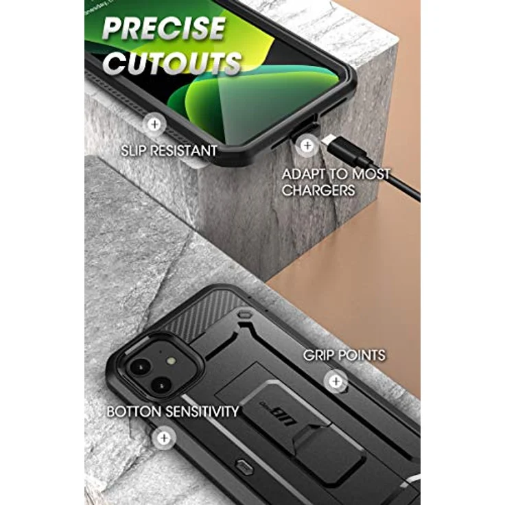 SUPCASE iPhone 11 Hülle 360 Grad Handyhülle Outdoor Case Bumper Schutzhülle Full Cover [Unicorn Beetle Pro] mit Integriertem Displayschutz und Gürtelclip 6.1 Zoll 2019 Ausgabe (Schwarz) – Bild 5