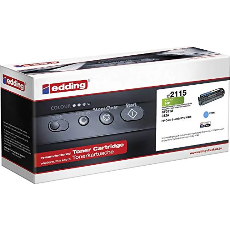 edding Tonerpatrone EDD-2115, kompatibel mit HP CF381A, cyan, Druckkapazität bis 2.700 Seiten für Laserdrucker