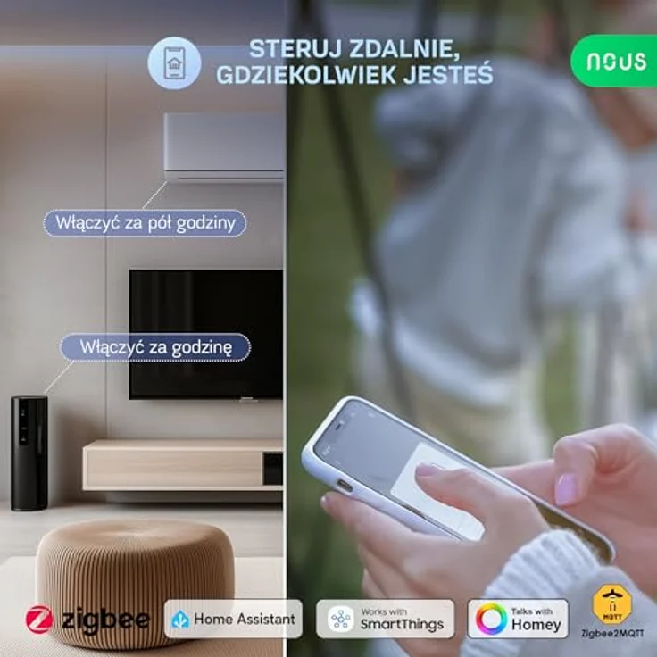 NOUS A11Z Smart Steckdosenleiste, 3-Fach ZigBee Power Strip mit 16A, Energieüberwachung, 1.8m Kabel, App-Steuerung, kompatibel mit Alexa und Home Assistant – Bild 4