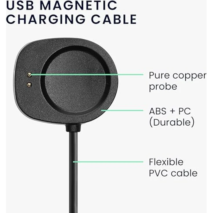 kwmobile USB Kabel Charger für Huami Amazfit Balance A2286 / T-Rex 3, 100 cm langes Smart Watch Ladekabel in Schwarz, schnelles und stabiles Laden – Bild 4