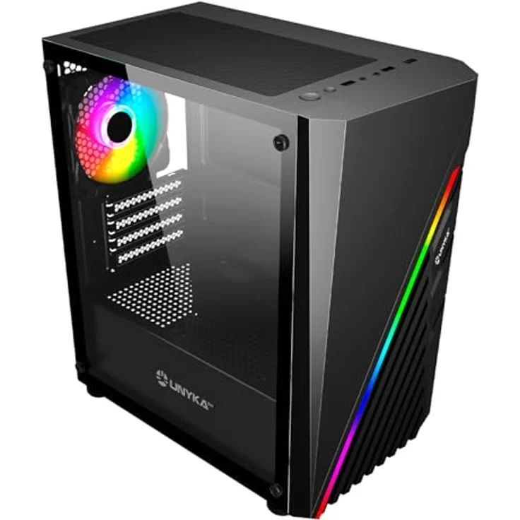 UNYKAch Mini Glayze Cristal Templado, Micro-ATX PC-Gehäuse mit ARGB-Front und gehärtetem Glas, schwarz – Bild 4