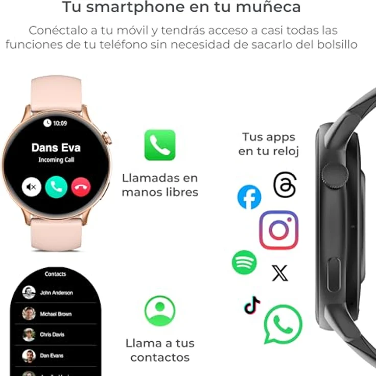 KSIX Smartwatch Core 2, 1,43 Zoll AMOLED-Display, integriertes Mikrofon und Lautsprecher, Rosa (47 mm) – Bild 4