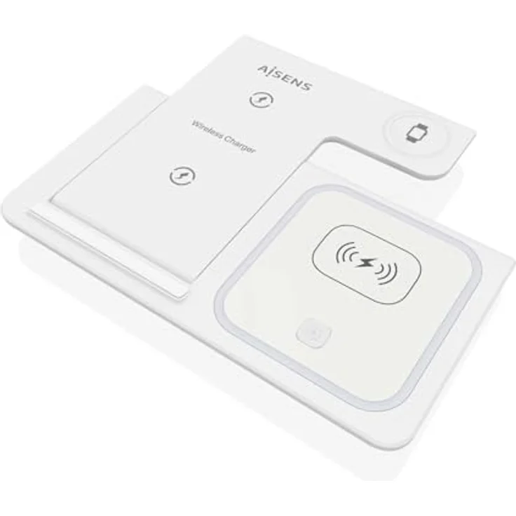 AISENS ASCH-15W3WC044-W, Kabelloses Ladegerät USB-C 3-in-1, 15 W, für Handy und Apple Watch, mit Ladekoffer, Weiß, faltbar, Qi-kompatibel – Bild 3