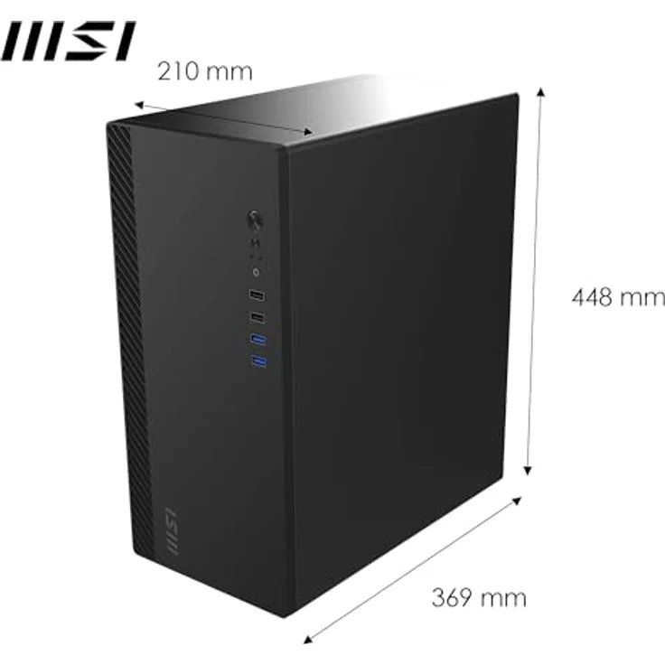 MSI PRO SHIELD M100P, Midi-Tower PC-Gehäuse mit mattschwarzer Oberfläche, 1 vorinstallierter Lüfter, geeignet für Micro-ATX-Motherboards – Bild 3