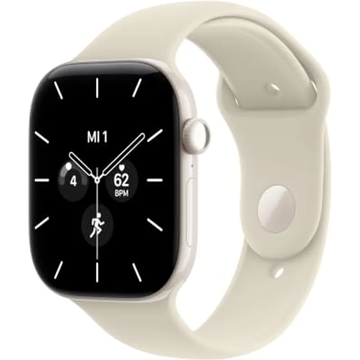 Apple Watch Series 12 Cellular 46mm, Perlweiß Keramik Case, Sand Sport Band, Gesundheits- und Fitness-Tracker, Schnellladefunktion – Bild 1