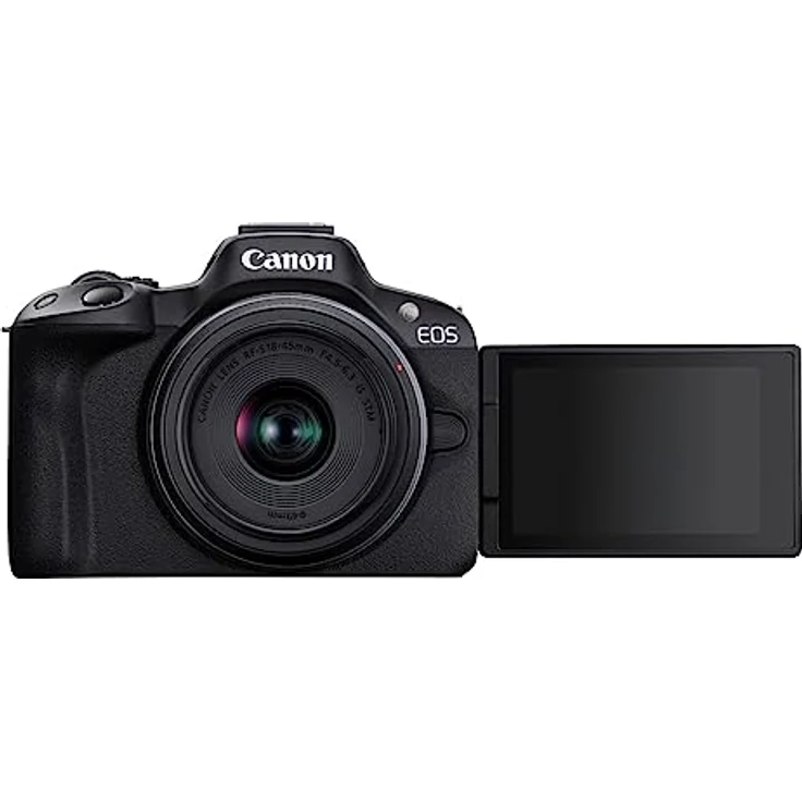 Canon EOS R50 Systemkamera + RF-S 18-45 is STM Objektiv - Spiegellose Kamera (Digitalkamera mit Autofokus und Motiverkennung für Augen Tiere Fahrzeuge, 4k Videokamera, 15 Bilder pro Sekunde) schwarz – Bild 2