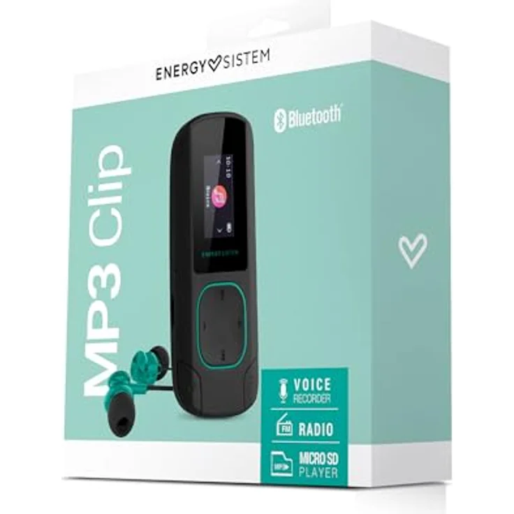 Energy Sistem MP3-Musikplayer mit LCD-Bildschirm, 8 GB, microSD-Karte, FM-Radio und In-Ear-Kopfhörern enthalten 66 x 28 x 18 mm Mint Detail – Bild 8