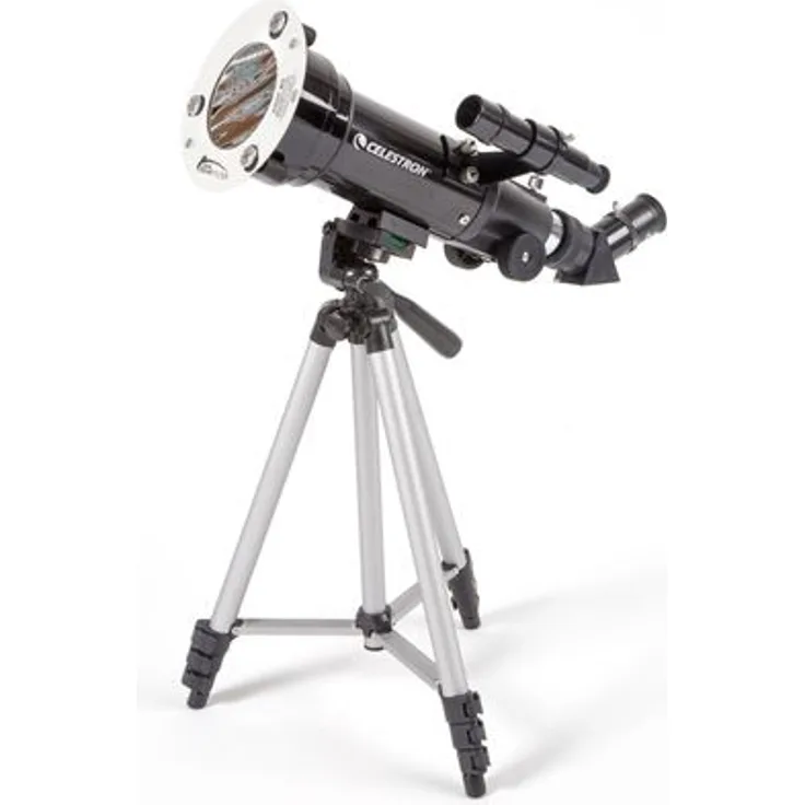 Celestron Travel Scope 70 Sonnensystem Edition, inkl. 4mm Okular und Baader ASSF 80 Sonnenfilter, mit vergüteten Linsen und azimutaler Montierung