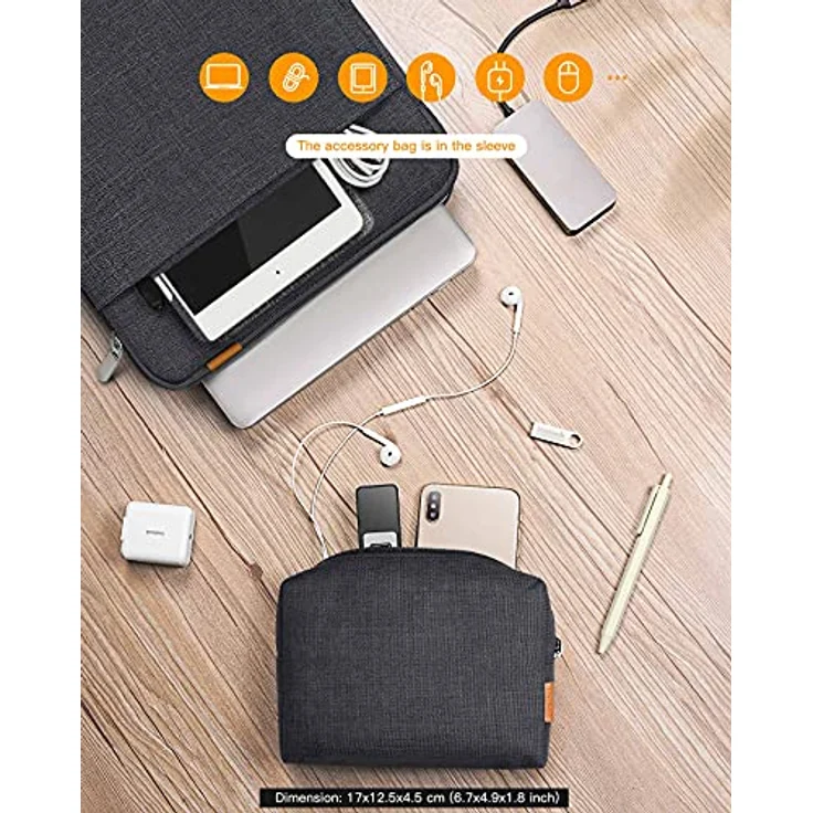 Inateck 360° Rundumschutz Laptoptasche Hülle Kompatibel mit 15,3 MacBook Air M3/A3114 M2/A2941 2024-2023, 14.4 Surface Laptop Studio, minimalistisches Design, stoßfest, schwarz – Bild 5