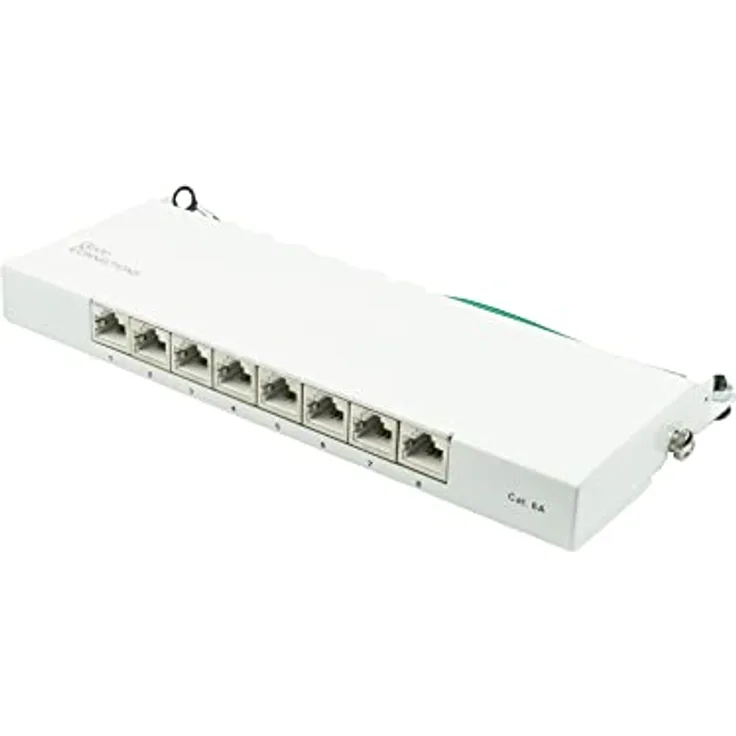 Patchpanel/Patchfeld - Desktop - Cat. 6A, 500 MHz - 10-GIGABIT-fähig - 8-Port - 0,5 HE - STP geschirmt - werkzeugloses Öffnen - Reinweiß (RAL9010)