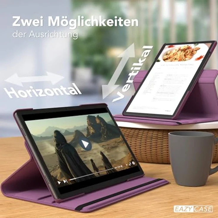 EAZY CASE Tablet Hülle für Samsung Galaxy Tab A11 Plus, 11 Zoll Rotationcase mit 360° drehbarer Standfunktion, Kunstleder, Lila – Bild 5