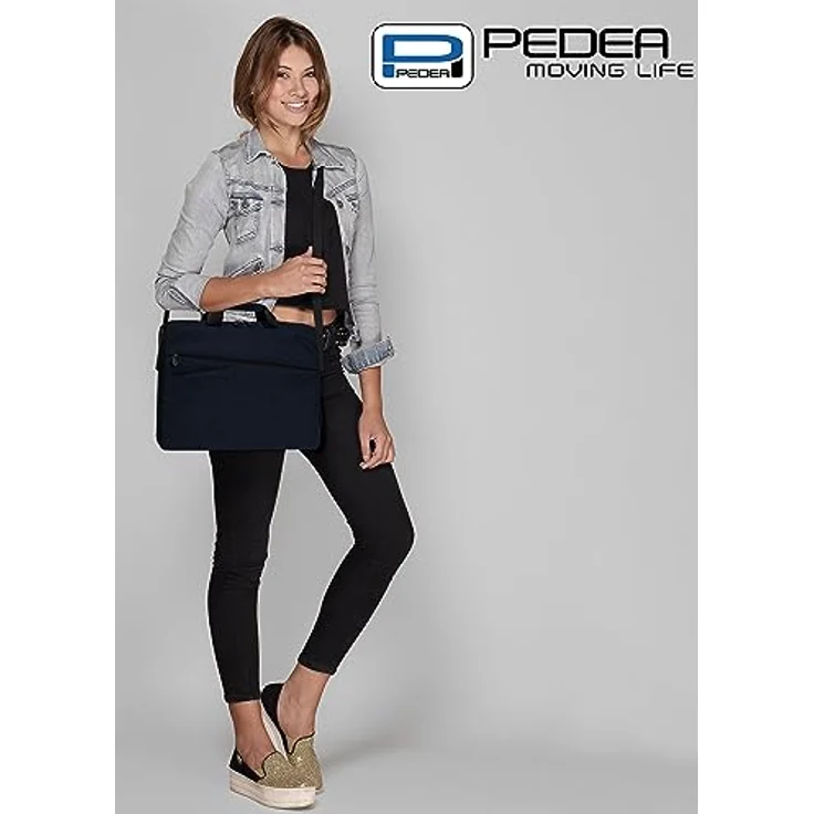 PEDEA Laptoptasche FASHION, Umhängetasche in blau/schwarz mit dicken Polsterung und fleeceartigem Innenfutter – Bild 3