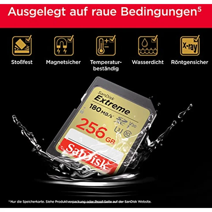 SanDisk Extreme Speicherkarte 256 GB SDXC Klasse 10 UHS-I 180 MB-s 130 MB-s (SDSDXVV-256G) – Bild 5