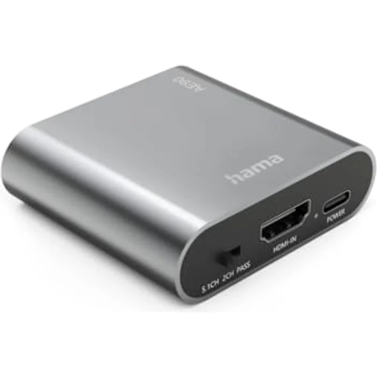Hama "AE90" HDMI-Audio Extractor, 4K HDMI zu Audio mit Toslink und 3,5mm Klinke, silber – Bild 2