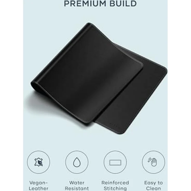 Satechi Vegan-Leather Premium Desk Mat (XL), Mausmatte, schwarzes veganes Leder, wasserabweisende Oberfläche, 680 x 315 mm – Bild 2