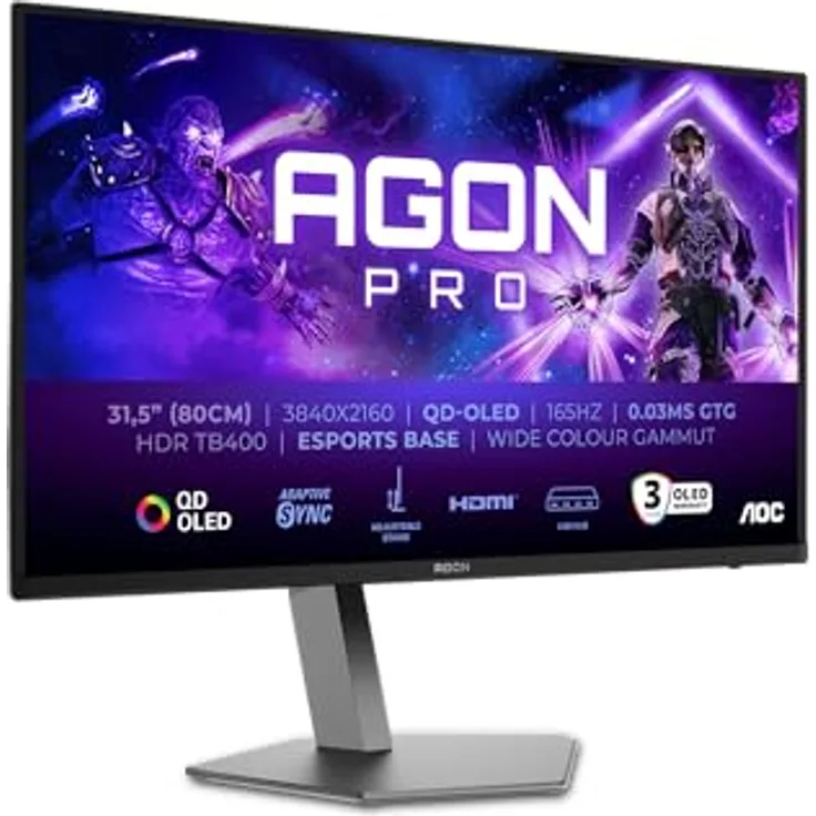 AOC Agon Pro 326UD - 32 Zoll UHD OLED Gaming Monitor, 165 Hz, HDR400, FreeSync Prem. Pro, G-Sync comp. schwarz grau