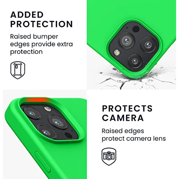 kwmobile Handyhülle für iPhone 13 Pro Max - Silikon Schutzhülle mit kabellosem Laden, Neon Grün – Bild 3