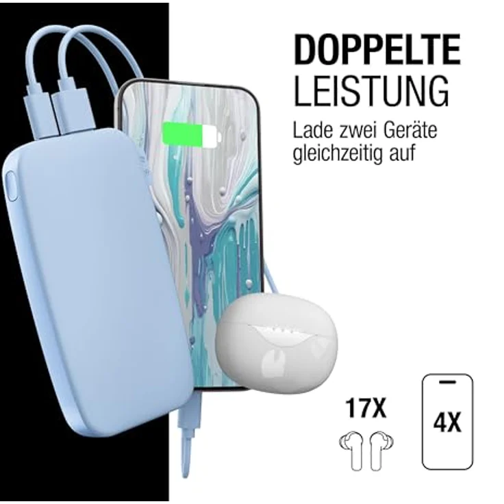 Fresh 'n Rebel Powerbank 12000mAh - USB-C Fast Charge 20W, 6 Sicherheitsmerkmale, tragbar für iPhone und Android, Vivid Blue – Bild 3