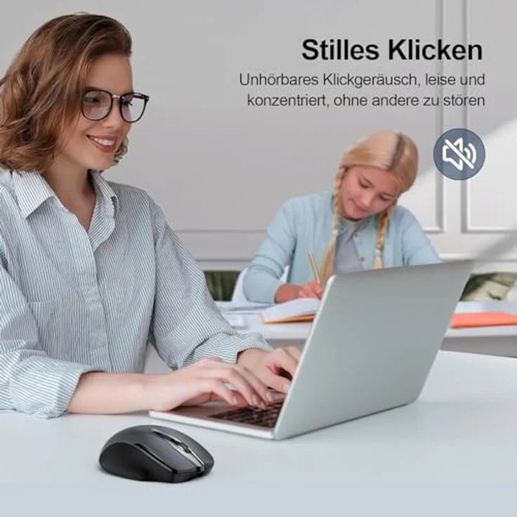 TECKNET TK-MS317, Wiederaufladbare Bluetooth Maus mit 4800 DPI, Ergonomische Funkmaus für Laptops, Mac OS, Android, Windows, Grau, drei Modi (BT 5.0/3.0 + 2.4G), leiser Klick – Bild 5