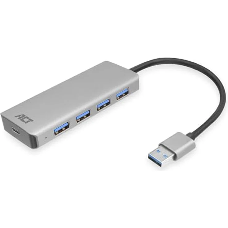 ACT USB Hub 3.0 AC6121, 4-Port USB 3.2, 5Gbps Datenübertragung, optionaler USB-C Stromanschluss, Plug & Play für PC/Notebook – Bild 1