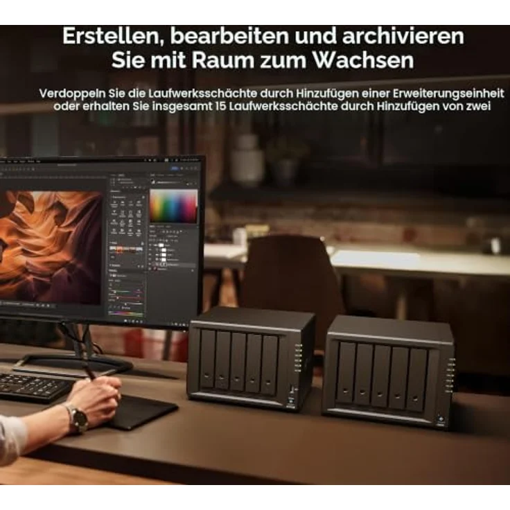Synology DiskStation DS1525+, 5-Bay NAS mit Ryzen Embedded V1500B, 8 GB DDR4, 25GbE Netzwerk, 0 TB Speicherplatz – Bild 3