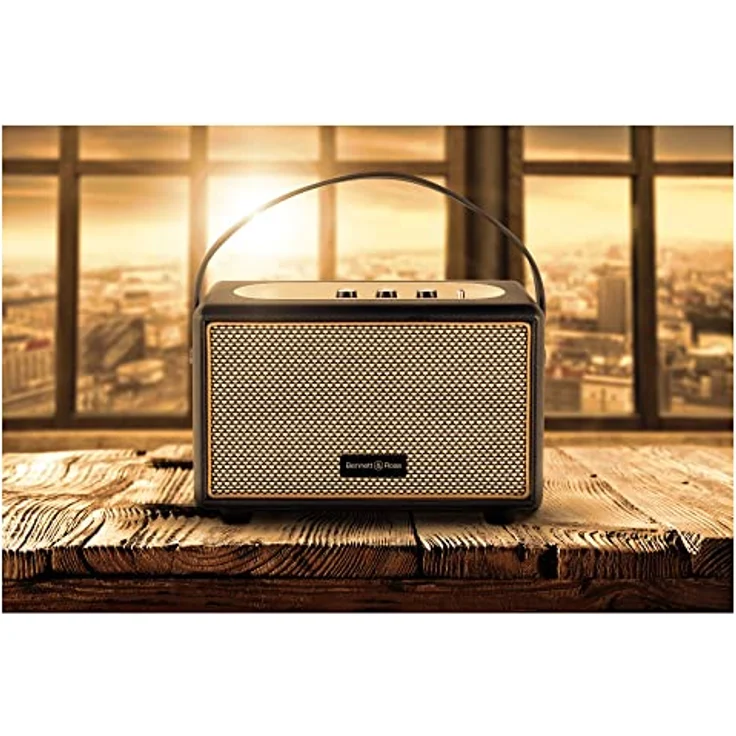 Bennett & Ross BB-820BK Blackmore Junior Version 2020 - Retro Bluetooth Lautsprecher in Lederoptik mit 5200 mAh Akku - Vintage Speaker mit 20W - MicroSD-Eingang mit MP3-Player - Aux-in - Schwarz – Bild 2
