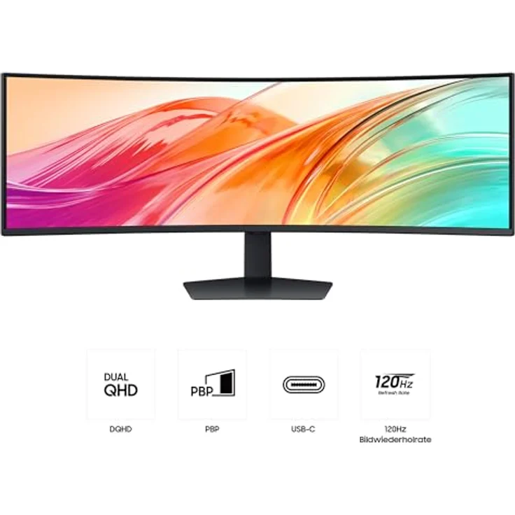 SAMSUNG ViewFinity S95UF, 49 Zoll Curved 4K DQHD Monitor, 5120 x 1440, 120 Hz, 5 ms, VESA DisplayHDR 400, USB-C, Eye Saver Mode, Flicker Free, Schwarz – Bild 4