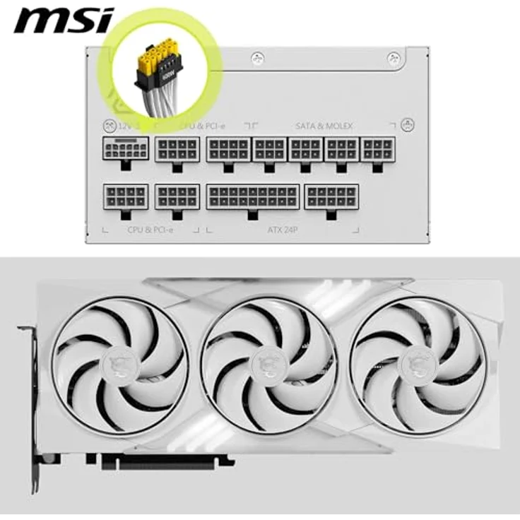 MSI MAG A1000GL PCIE5 White Netzteil, 1000 W, 80 Plus Gold, ATX 3.1, modulare Bauweise, PCIe 5.1 GPU-Unterstützung, weiße Kabel – Bild 4