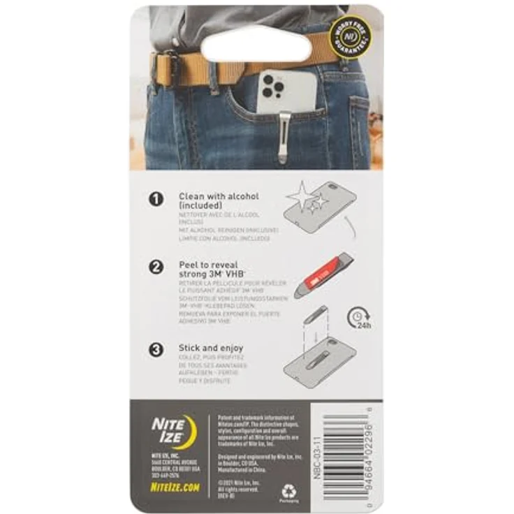 NITE Ize HipClip Gürtelclip aus Edelstahl, sicherer 3M® VHB® Kleber für Mobilgeräte und Multitools – Bild 6