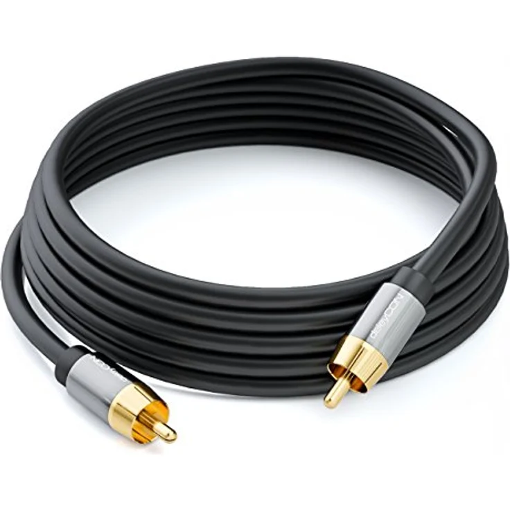 deleyCON 5m Subwoofer Kabel - Cinch RCA Digitales Koaxialkabel - Vergoldete Stecker - Audio Kabel für Subwoofer AV Receiver Verstärker Heimkino – Bild 4