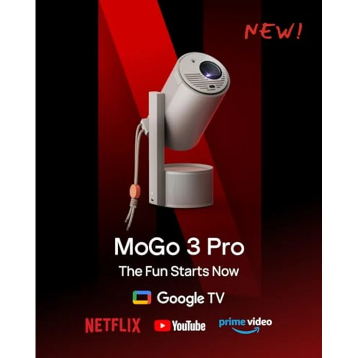 XGIMI MoGo 3 Pro Mini-Projektor, Google TV mit lizenziertem Netflix, 1080P, tragbarer Beamer mit Powerbank-Unterstützung, 450 ISO Lumen, ISA 2.0, 2x5W Harman Kardon – Bild 2