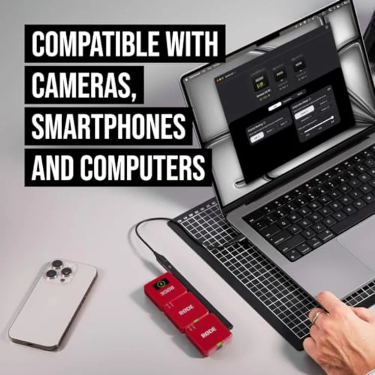 RØDE Wireless GO (Gen 3), Kompaktes kabelloses Mikrofon mit 32-Bit Float Aufnahme, automatischer Pegelregelung und universeller Kompatibilität, Rot – Bild 4