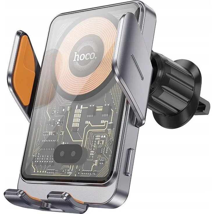 Hoco HW7, 2 in 1 QI Wireless Fast Charge Autohalterung Ladestation, Schnellladegerät mit 15W Leistung, Transparent
