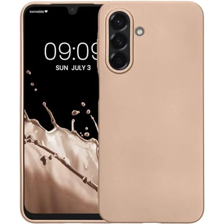 kwmobile Case für Samsung Galaxy A26 5G, silikon Schutzhülle metallic schimmernd in Gold, rutschfest und reißfest – Bild 5