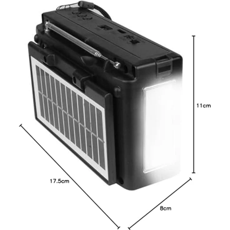 LTC LXLTC115UBT Tragbares Radio, Bluetooth, FM/AM/SW, Solarpanel, Schwarz – Bild 6