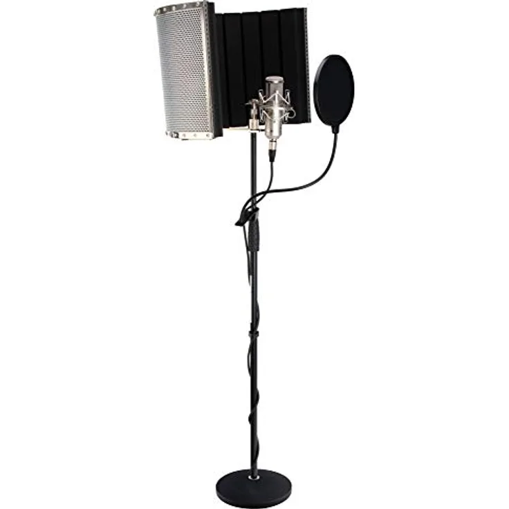 Pronomic CM-100S Studio Großmembranmikrofon XLR-Kondensatormikrofon, silber - Studioqualität mit Popkiller und Micscreen Set