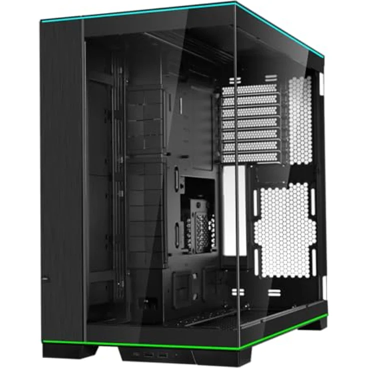 Lian Li O11D EVO RGB PC-Gehäuse, integrierte RGB-Beleuchtung, 455 mm GPU-Freiheit, bis zu 420 mm Radiatoren, Stahl, Aluminium, Gehärtetes Glas, Schwarz – Bild 4