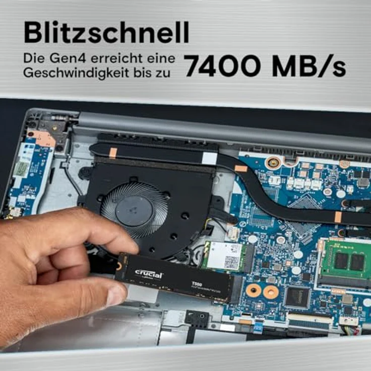 Crucial T500 500GB Gen4 NVMe M.2 Internal Gaming SSD, bis zu 7200MB/s, Laptop- und Desktop-kompatibel + 1 Monat Adobe CC All Apps - CT500T500SSD8 – Bild 2