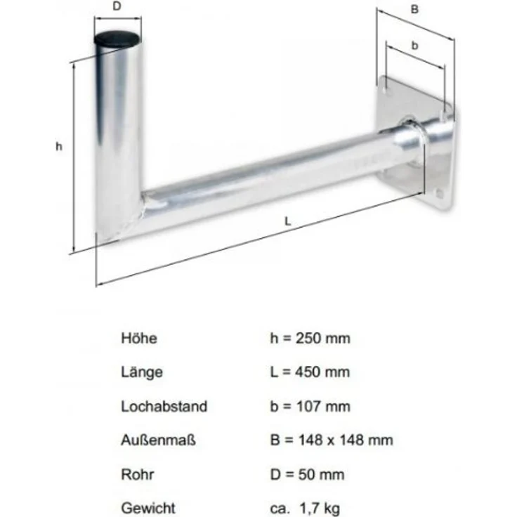 Fuba DAZ 400 - Alu Wandhalter 40 cm – Bild 2
