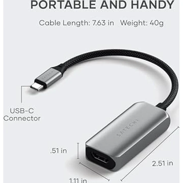 Satechi USB-C zu HDMI 2.1 8K-Adapter, Silber, mit 4K/120Hz und 8K/60Hz Videoausgang – Bild 4